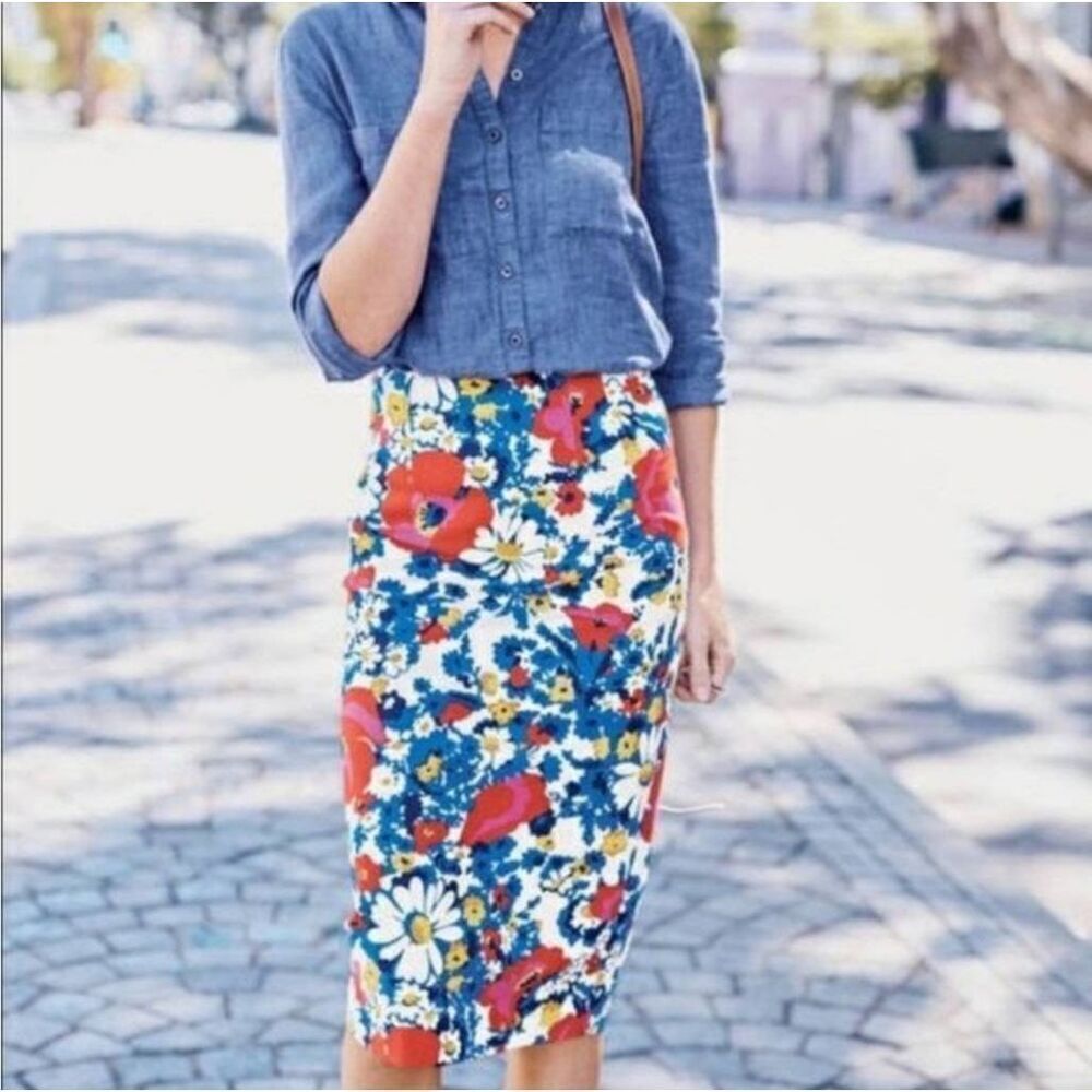 Boden‎ Richmond Poppy Floral Pencil Skirt Size  4 Petite